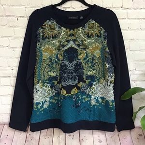 Susan Garver Weekend Fun Front Print Pullover Top Size M